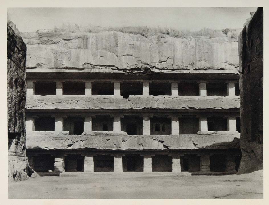1928 Ellora Buddhist Cave Number 11 Maharashtra India - ORIGINAL IN1
