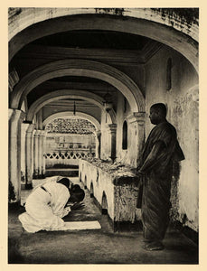1929 Photogravure Buddhism Buddhist Monastery Sri Lanka Ceylon Prayer Monks
