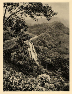 1929 Photogravure Diyaluma Falls Waterfall Sri Lanka Ceyon Mountain Landscape