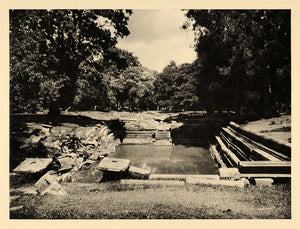 1929 Photogravure Ancient Bath Pool Anuradhapura Sri Lanka Ceylon Archaeology - Period Paper
