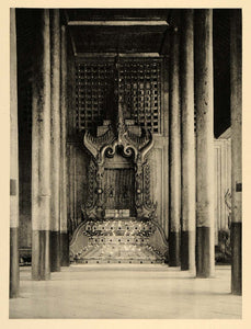 1929 Photogravure Lily Throne Mandalay Royal Palace Hall Burma Myanmar Hurlimann