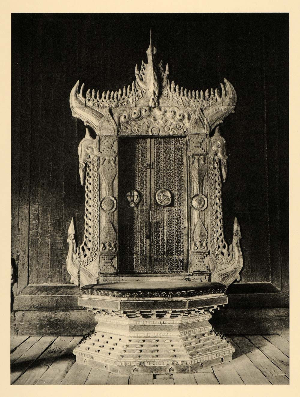 1929 Photogravure Goose Throne Mandalay Royal Palace Burma Myanmar Hurlimann - Period Paper
