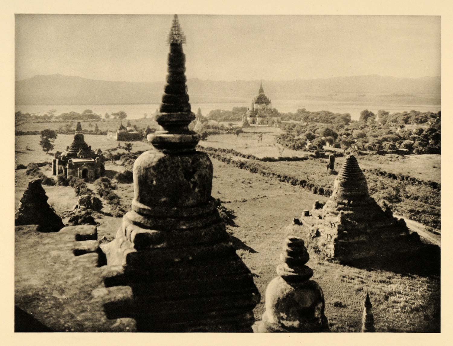 1929 Photogravure Buddhist Temple Ruins Bagan Pagan Burma Myanmar Architecture