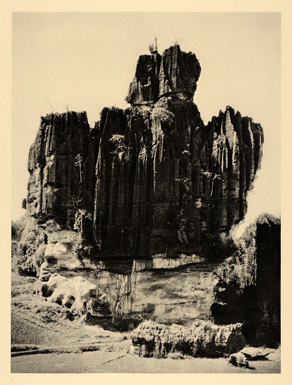 1929 Photogravure Buddhist Rock Pagoda Temple Konzi Burma Myanmar Religion