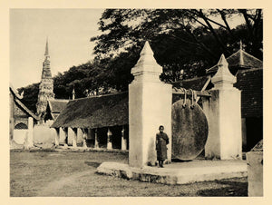 1929 Photogravure Wat Phra That Lampang Luang Thailand Temple Architecture Gong