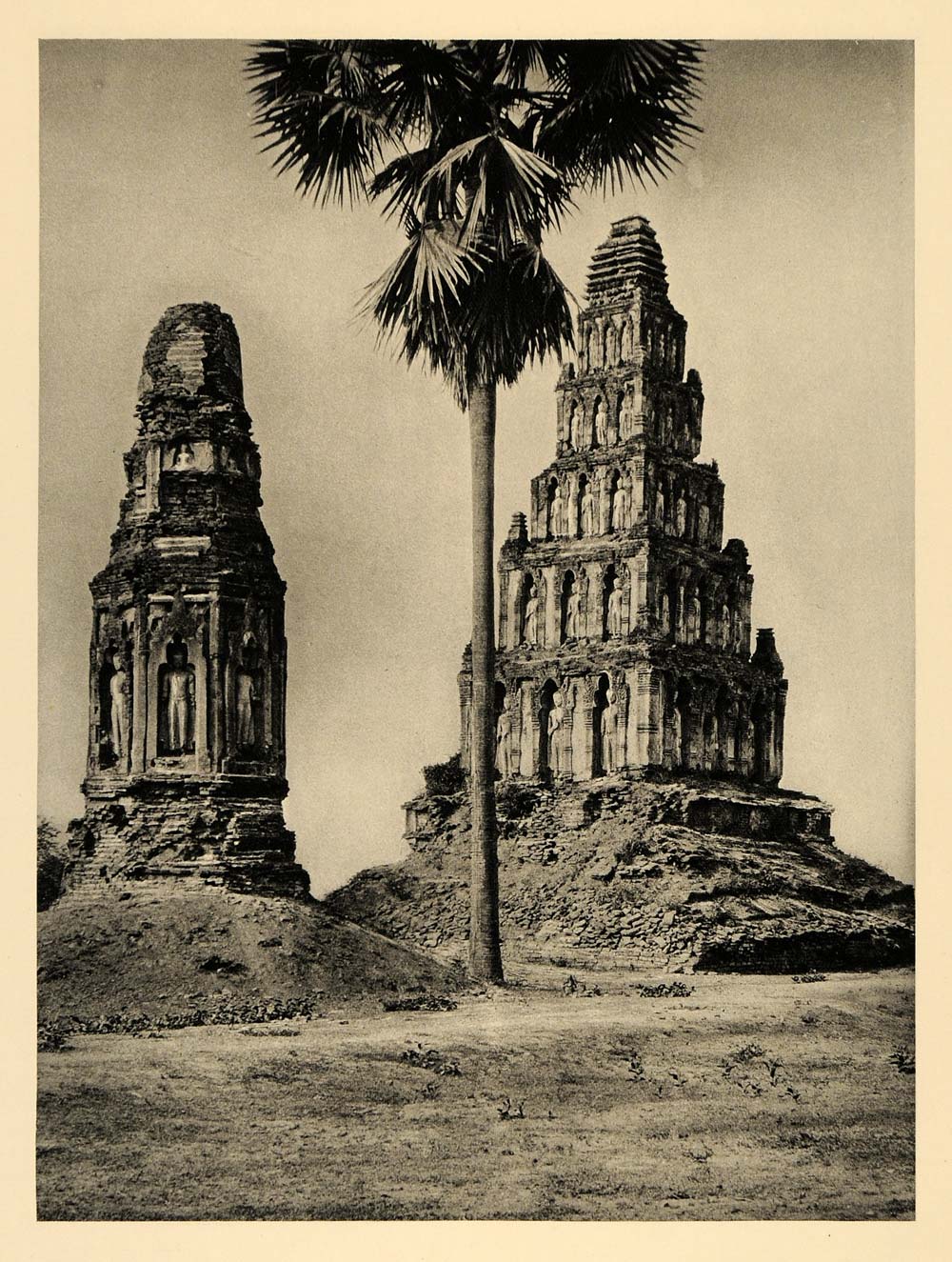 1929 Photogravure Wat Kukut Chama Thewi Buddhist Temple Chedi Lampang Thailand