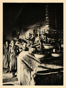 1929 Photogravure Reclining Buddha Wat Phra That Lampang Luang Temple Thailand