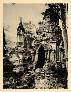 1929 Photogravure Buddhist Temple Ruins Sawankhalok Thailand Siam Chedi Chietao