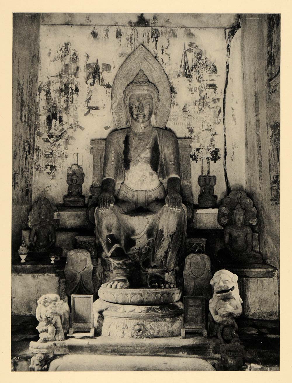 1929 Photogravure Sitting Buddha Statue Ayutthaya Buddhism Religion Thailand