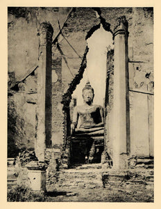 1929 Photogravure Colossal Buddha Statue Ayutthaya Thailand Buddhism Sculpture