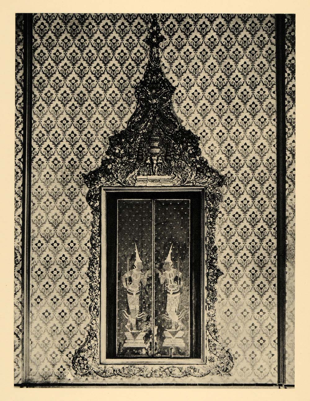 1929 Photogravure Wat Thepsirin Buddhist Temple Window Bangkok Thailand Siam