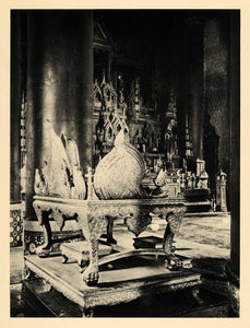 1929 Photogravure Wat Themsirim Buddhist Temple Altar Interior Bangkok Thailand