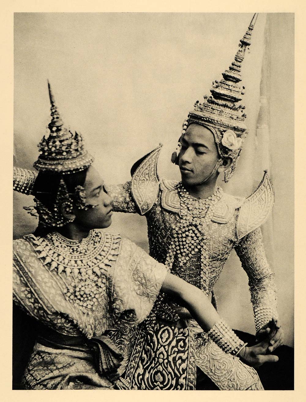 1929 Photogravure Thai Dancers Royal Ballet Costume Dance Bangkok Thailand Siam