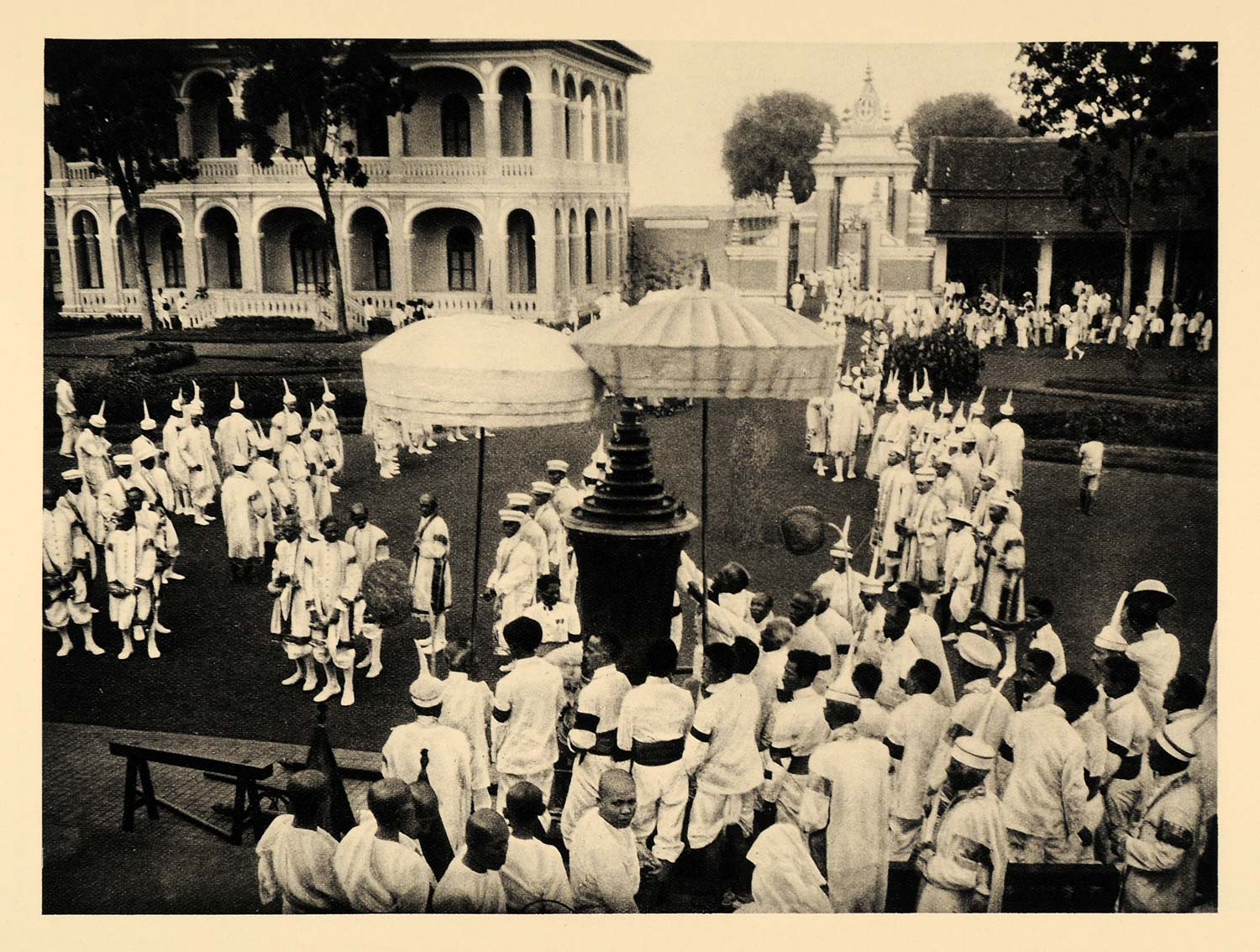 1929 Photogravure Cambodia Royal Court King Sisowath Funeral Urn Ashes Kampuchea