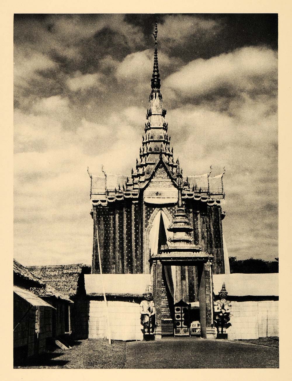 1929 Photogravure Cambodia King Sisowath Funeral Cremation Pavilion Kampuchea