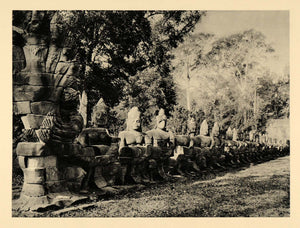 1929 Photogravure Angkor Thom Cambodia Victory Gate Nagas Sculpture Archaeology