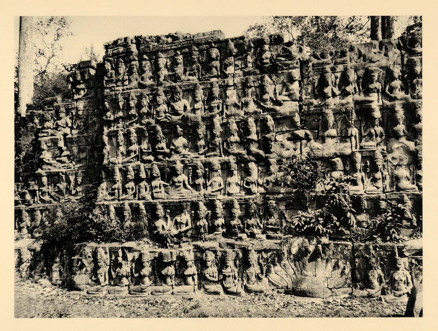 1929 Photogravure Angkor Thom Cambodia Leper King Terrace Hindu God Yama Death