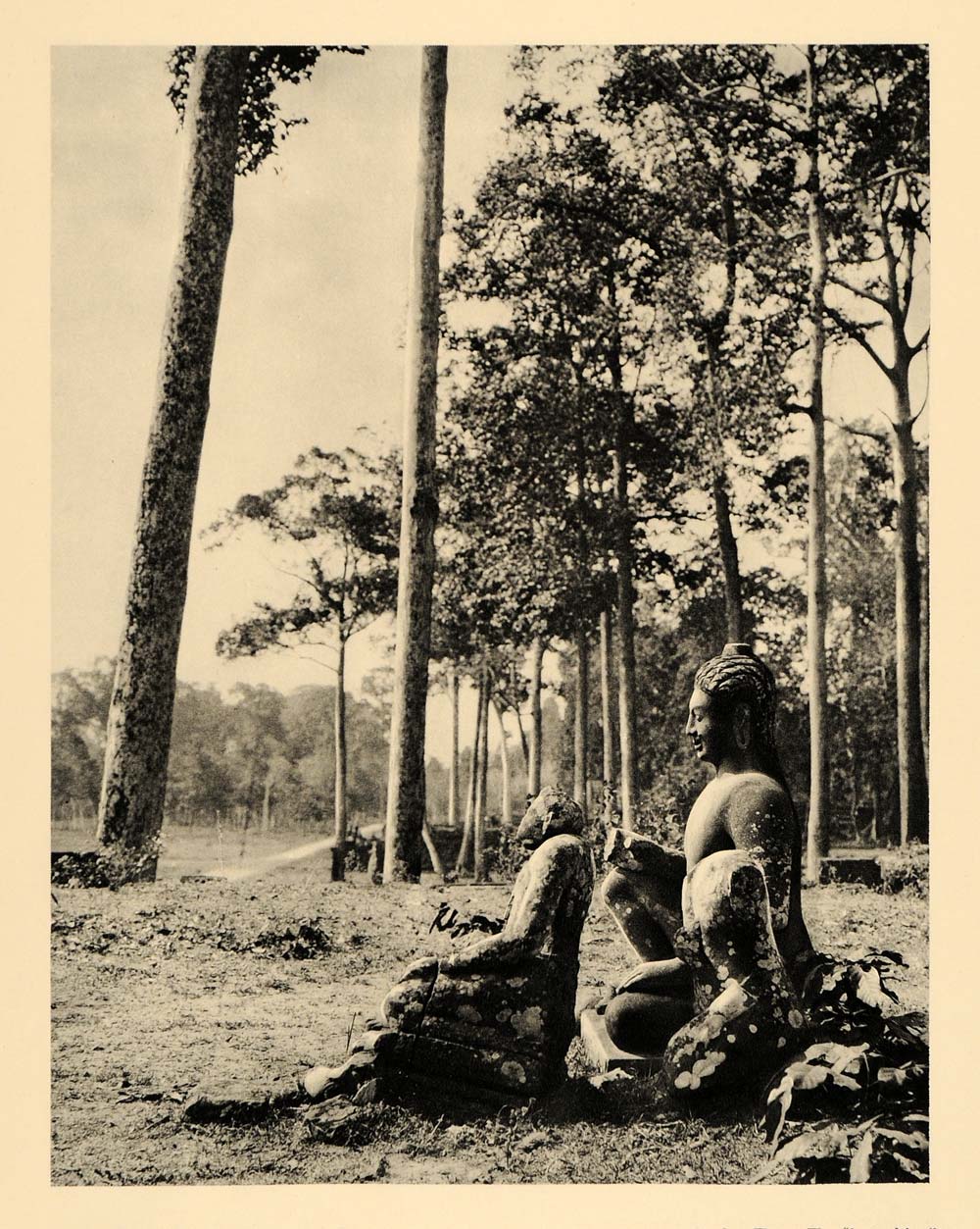 1929 Photogravure Angkor Thom Cambodia Leper King Statue Yama Hindu God Death