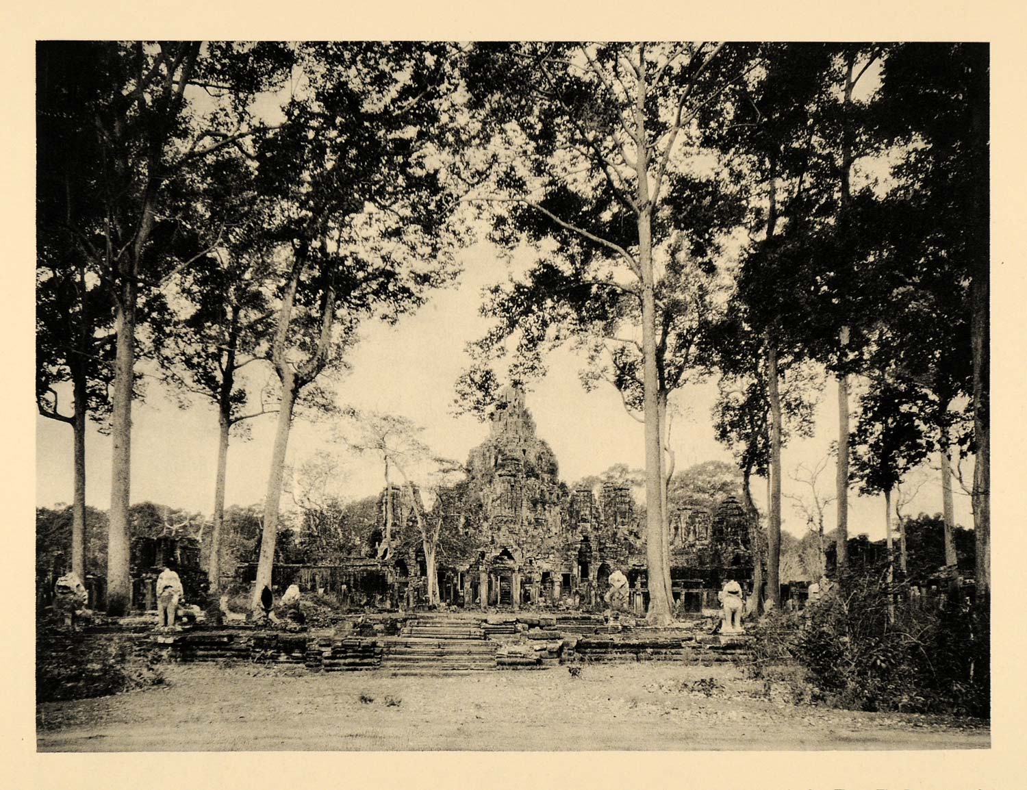 1929 Photogravure Angkor Thom Cambodia Bayon Khmer Temple Archaeology Ruins