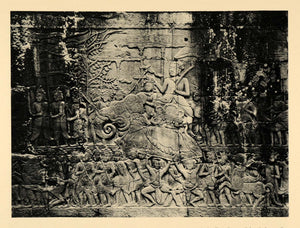 1929 Photogravure Angkor Thom Cambodia King Jayavarman Bas Relief Bayon Temple