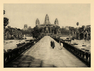 1929 Photogravure Angkor Wat Temple Entrance Sacred Way Cambodia Archaeology