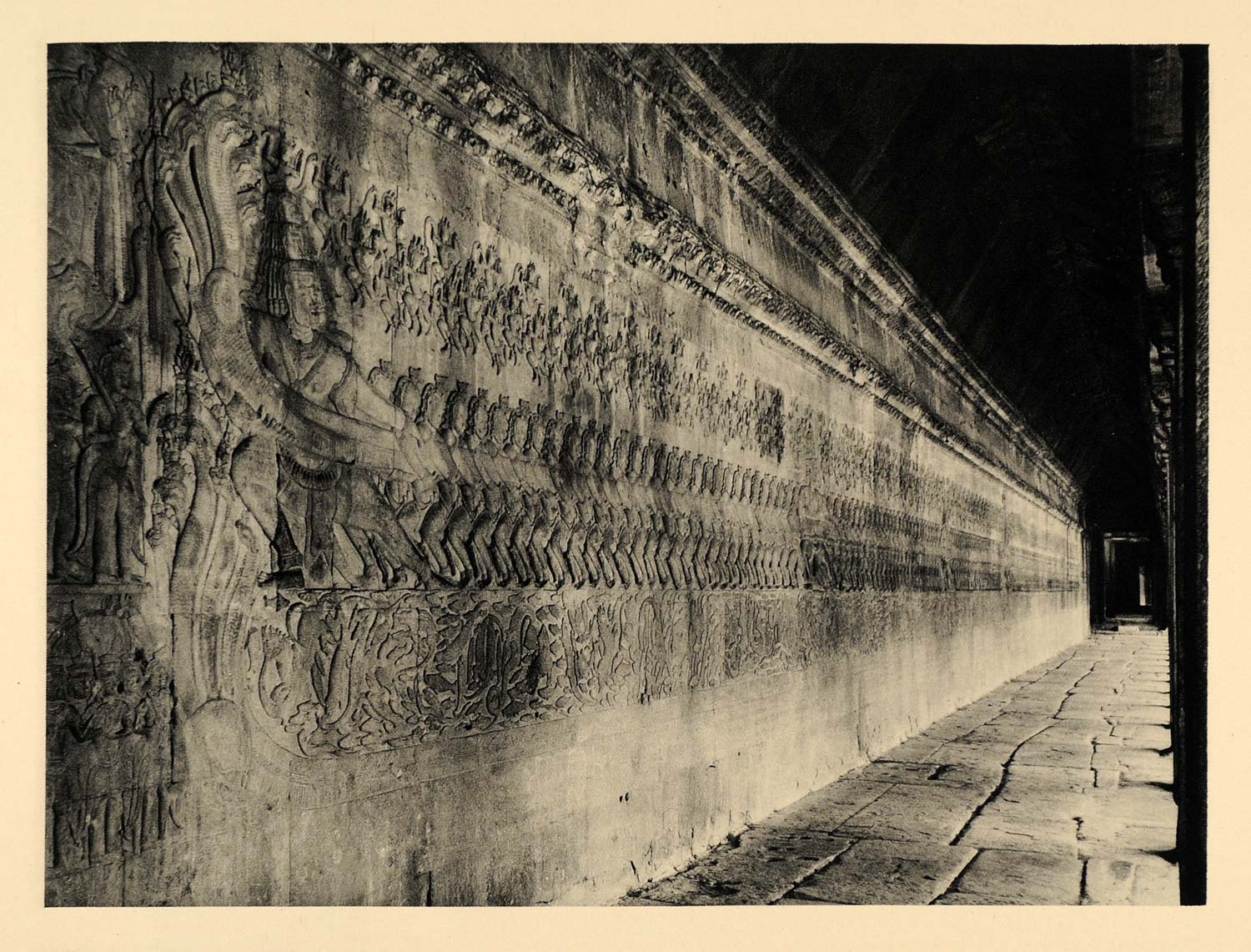 1929 Photogravure Angkor Wat Vishnu Churning of the Sea of Milk Hindu Creation