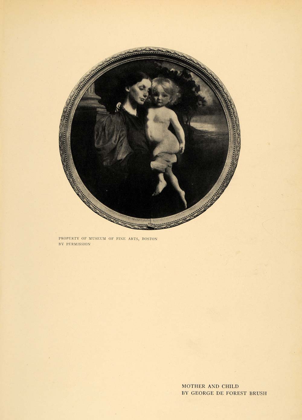 1908 Print Mother Child Fine Arts Embrace Nude Museum ORIGINAL HISTORIC INS2
