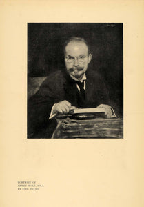 1908 Print Portrait Henry Wolf Emil Fuchs Man Glasses ORIGINAL HISTORIC INS2