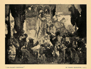 1908 Print Rajah's Birthday Elephant Crowds Celebration ORIGINAL HISTORIC INS2