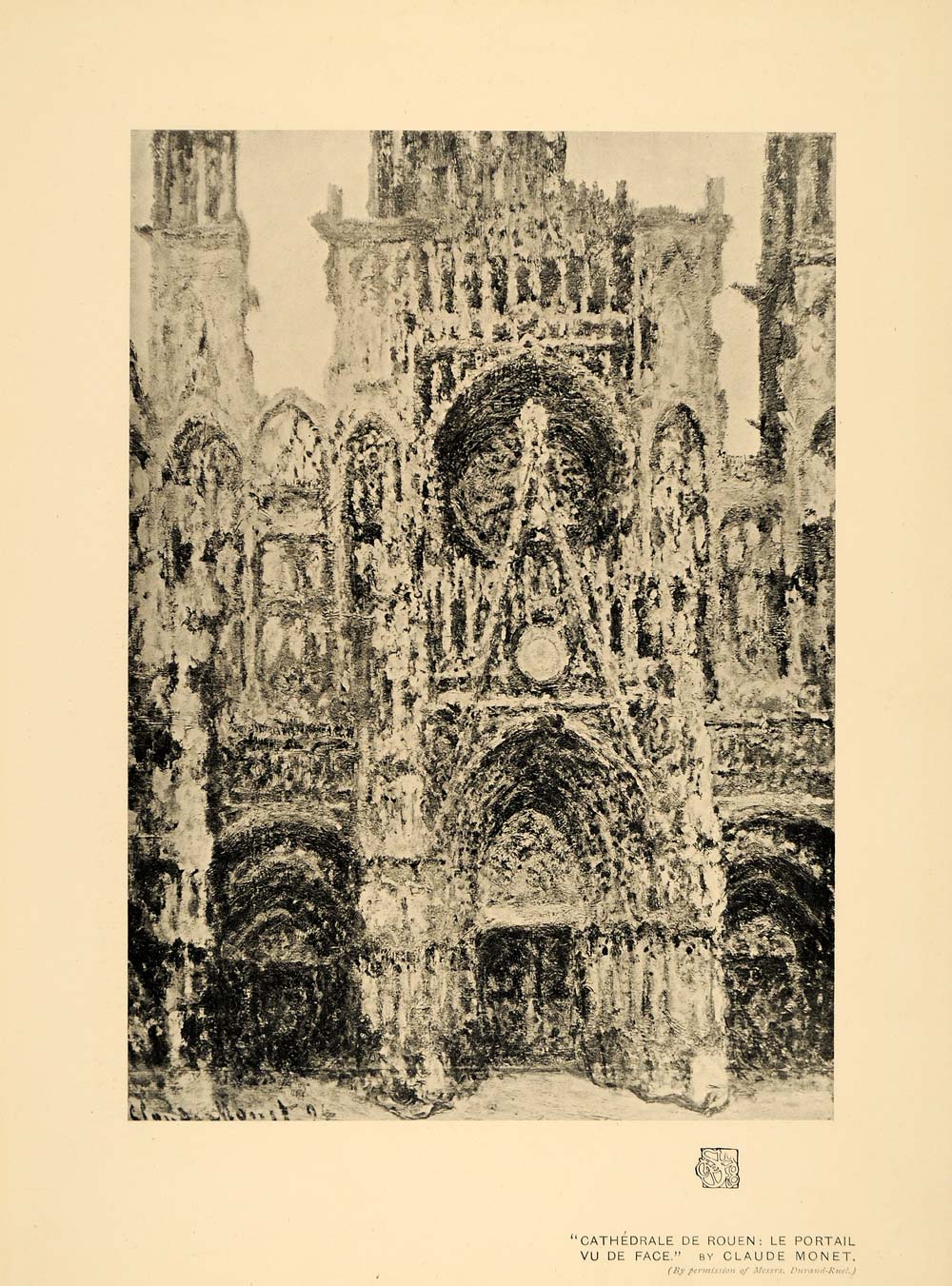 1908 Print Rouen Cathedral Front Church Architecture - ORIGINAL HISTORIC INS2