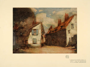 1908 Print L'Enclos De Notre Dame St Omer Watercolorist - ORIGINAL INS2