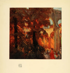 1908 Print La Colonnade Versailles Red Trees Light Art - ORIGINAL INS2