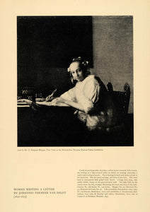 1911 Print Woman Letter Johannes Vermeer Van Delft - ORIGINAL HISTORIC INS2