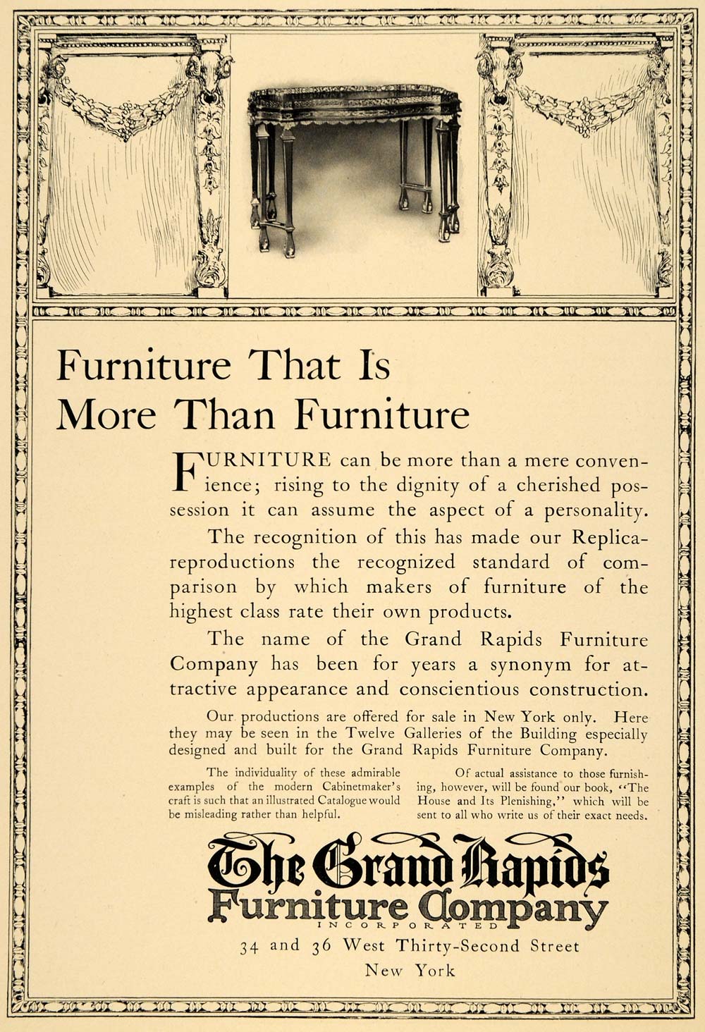 1910 Ad Furniture Table Chairs Household Grand Rapids - ORIGINAL INS2