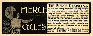 1902 Ad Pierce Chainless Bicycle Bike Brake Gears Cycle - ORIGINAL INS2