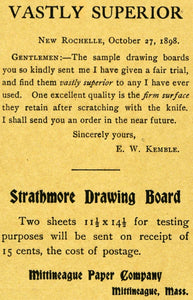 1900 Ad Strathmore Drawing Board Paper Firm Knife Art - ORIGINAL INS2