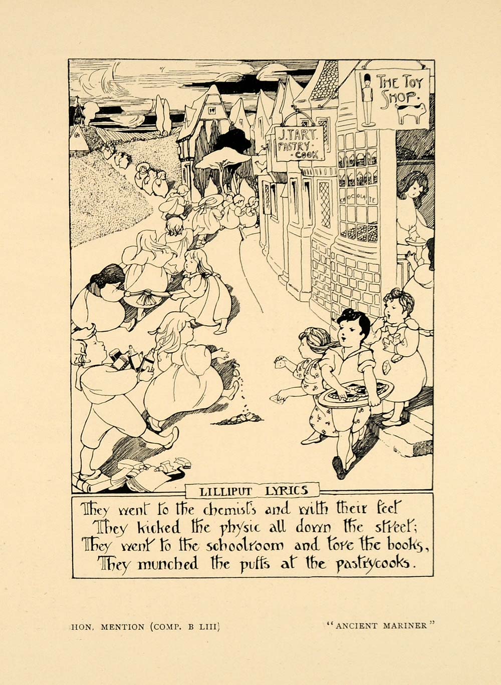 1900 Print Lilliput Lyric Poem Naughty Children Streets ORIGINAL HISTORIC INS2