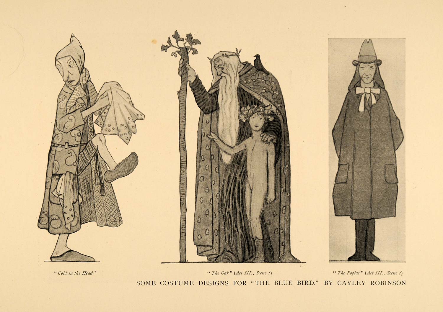 1910 Print Costume Design Cayley Robinson The Blue Bird ORIGINAL