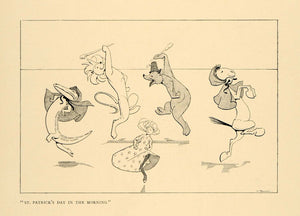 1900 Print R. Parnell St. Patrick's Day Dancing Animals ORIGINAL HISTORIC INS2
