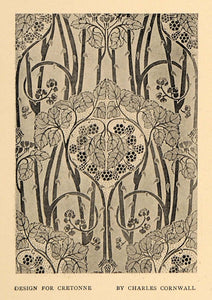 1900 Print Floral Berry Cretonne Linen Charles Cornwall ORIGINAL HISTORIC INS2