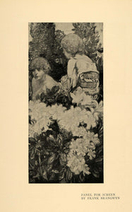 1899 Print Artist Frank Brangwyn Blooming Garden Boys - ORIGINAL HISTORIC INS2