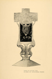 1899 Print Artist Alexander Fisher Christ Silver Cross ORIGINAL HISTORIC INS2
