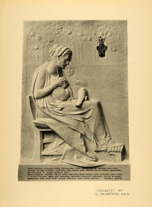 1899 Print Charity Women Child Baby Pear Tree Sculpture ORIGINAL HISTORIC INS2