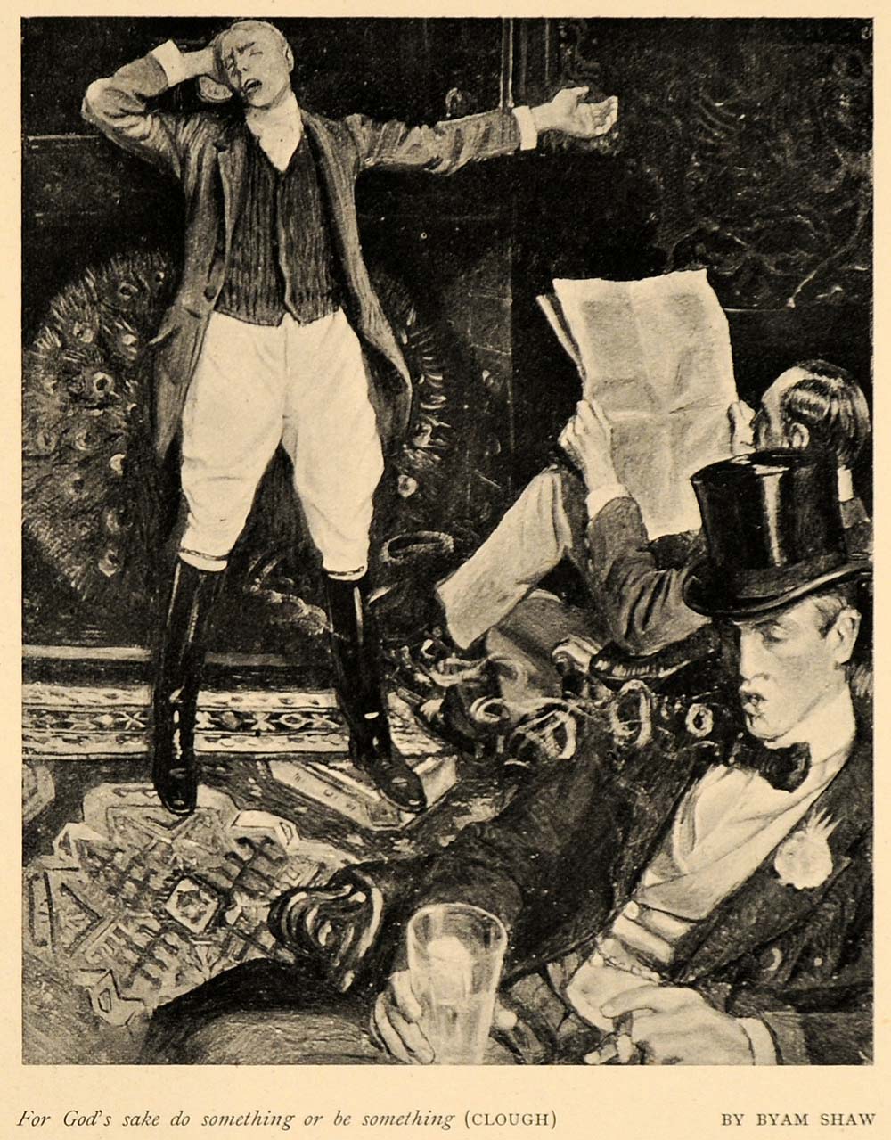 1899 Print Men Partying Smoking Paper Stretch Relax Art ORIGINAL HISTORIC INS2