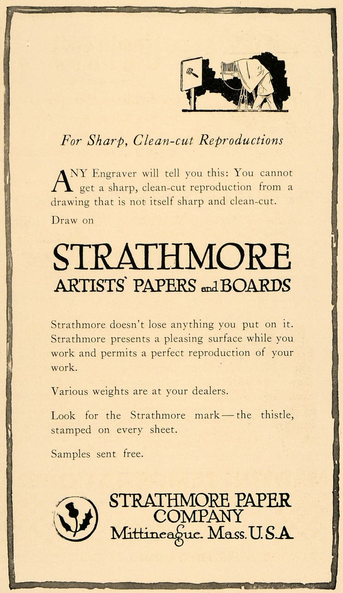 1920 Ad Strathmore Artist Paper Boards Engraver Photos - ORIGINAL INS2 ...
