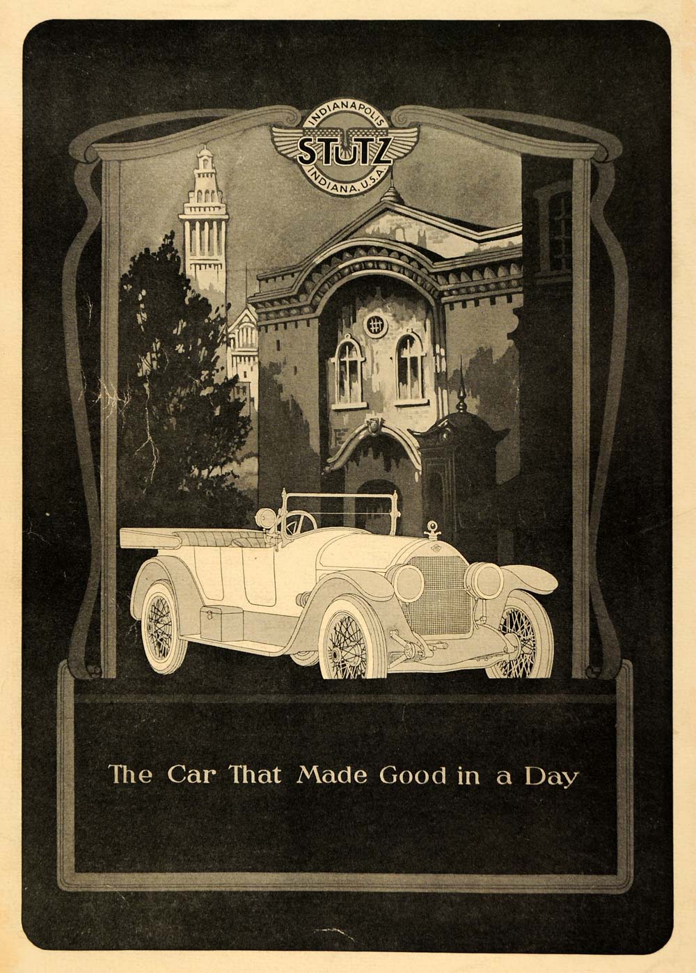 1920 Ad Stutz Indianapolis Car Antique Building Motor - ORIGINAL INS2