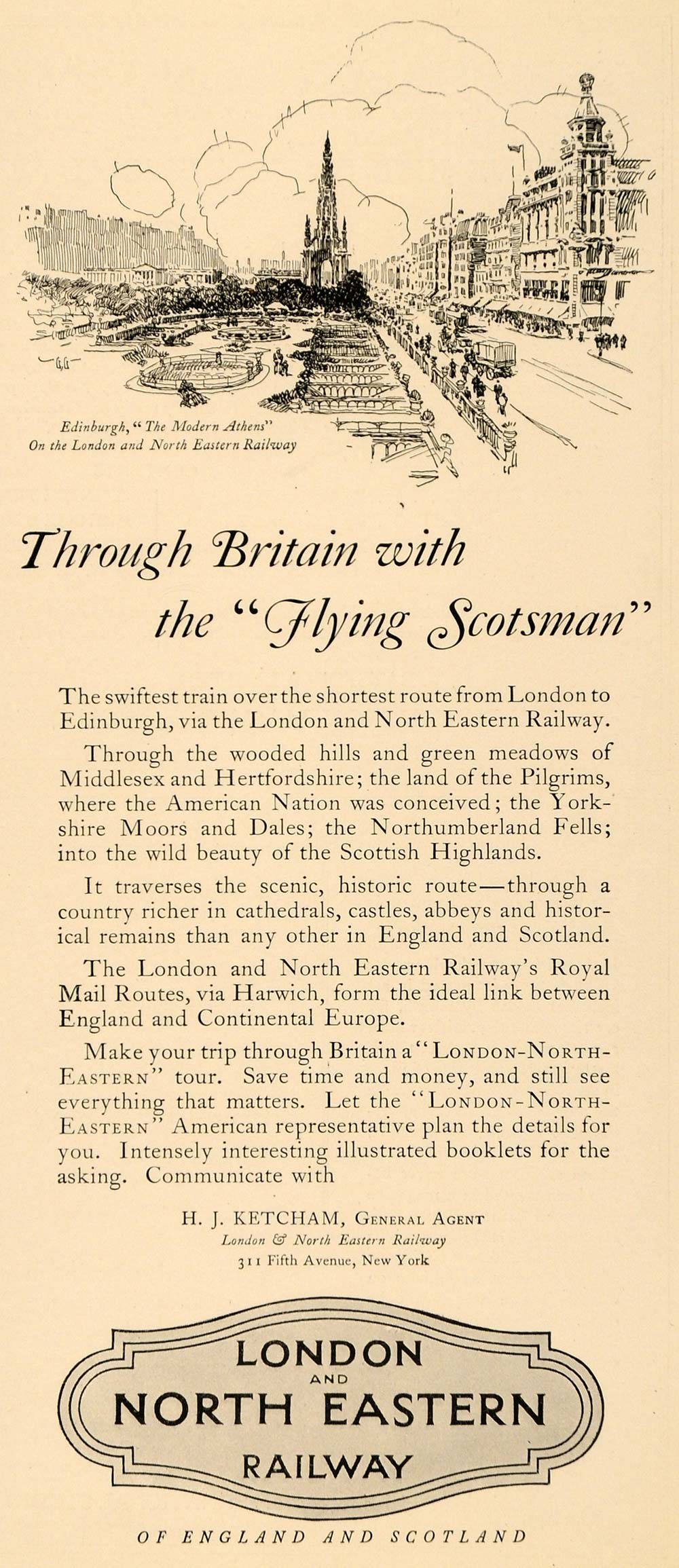 1925 Ad London North Eastern Railway Scotland Travels - ORIGINAL INS2