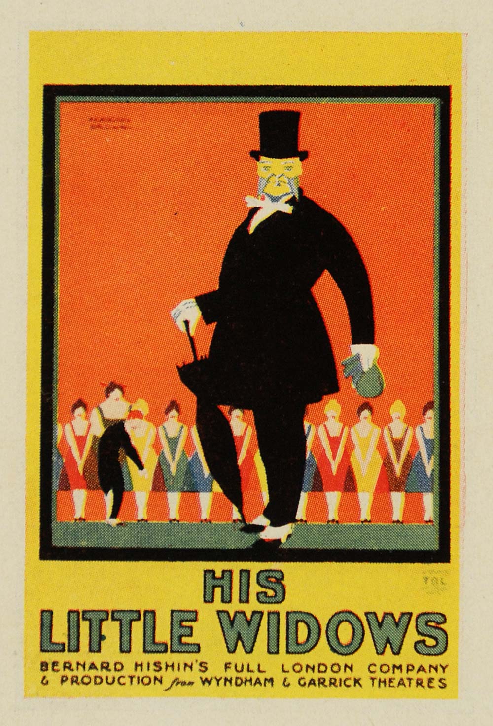 1920 Print Little Widows Theatres Top Hat Poster Design - ORIGINAL INS2