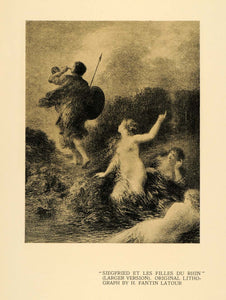 1920 Print Siegfried Rhine Maidens Nude Women - ORIGINAL INS2