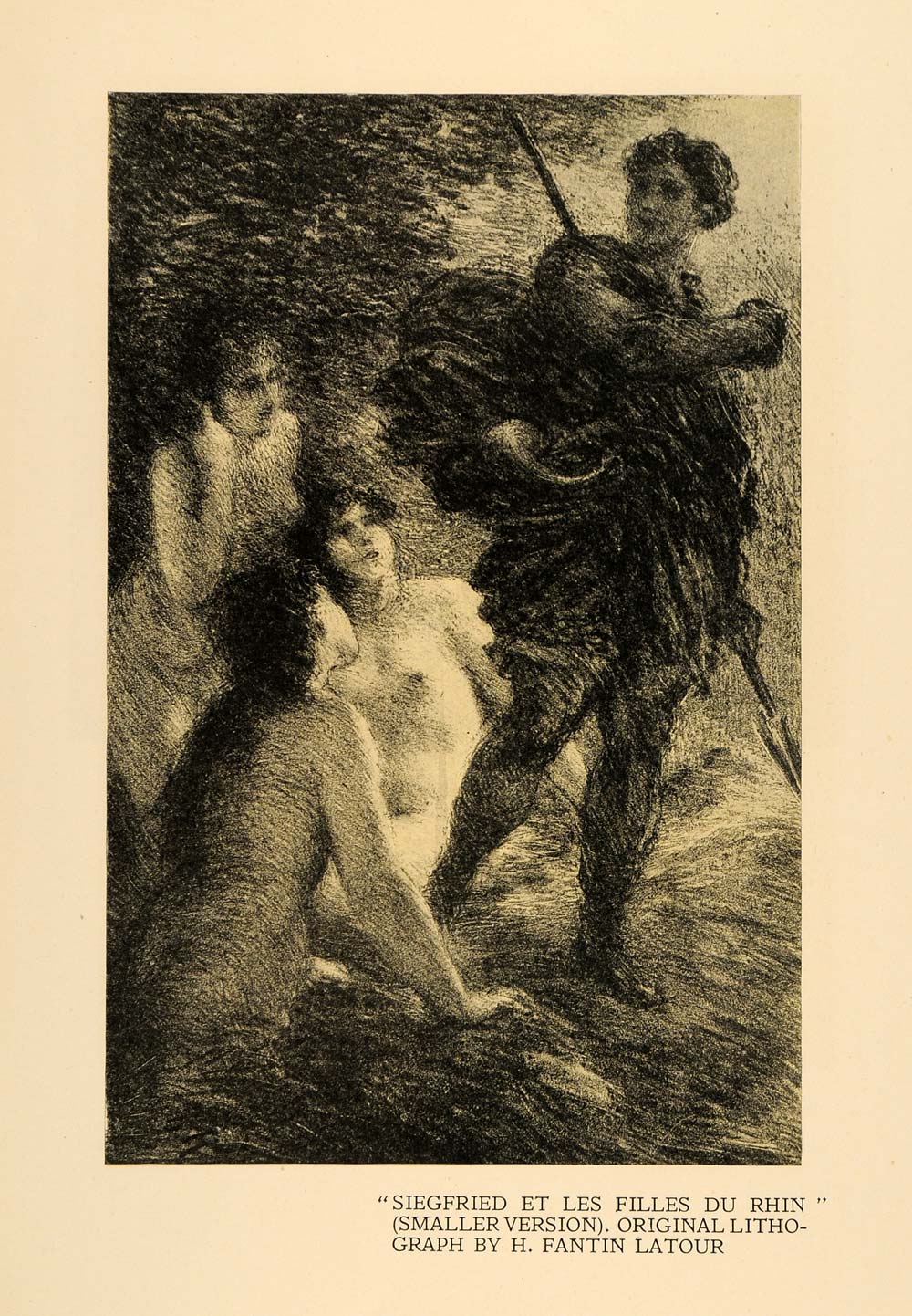 1920 Print Siegfried Nude Rhine Maidens Water Spirits - ORIGINAL INS2